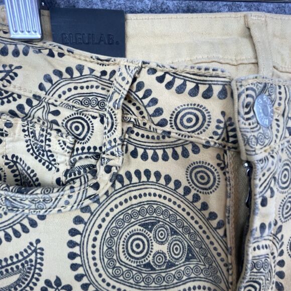 Bleulab Jeans Womens Small Reversible Beige Paisley Jegging Skinny Y2K 90s - Picture 9 of 12